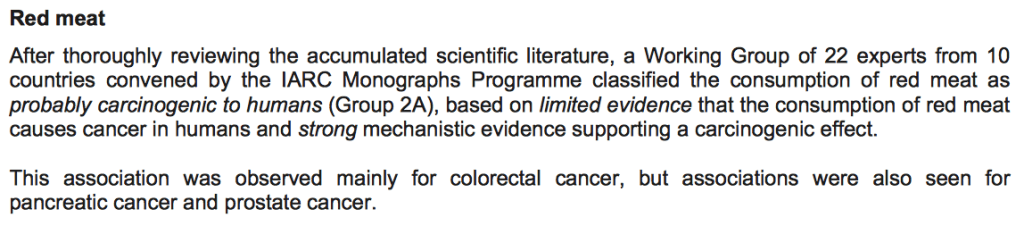 Red Meat Cancer IARC WHO Report