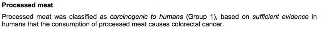 Processed meat cancer IARC WHO report