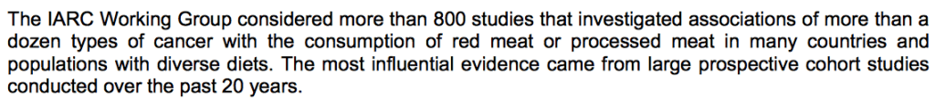 Reliable Studies Red Meat Cancer WHO IARC